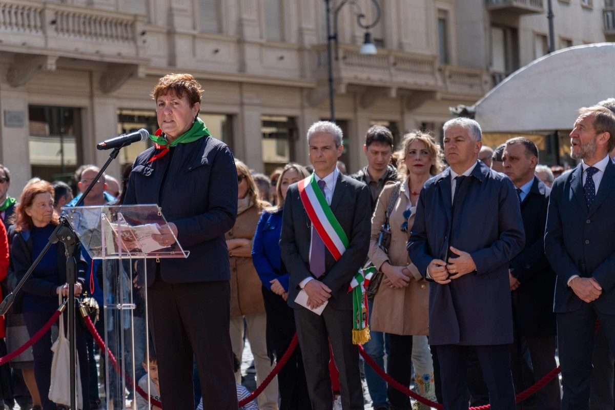 Susanna Florio (Anpi) in Piazza Chanoux