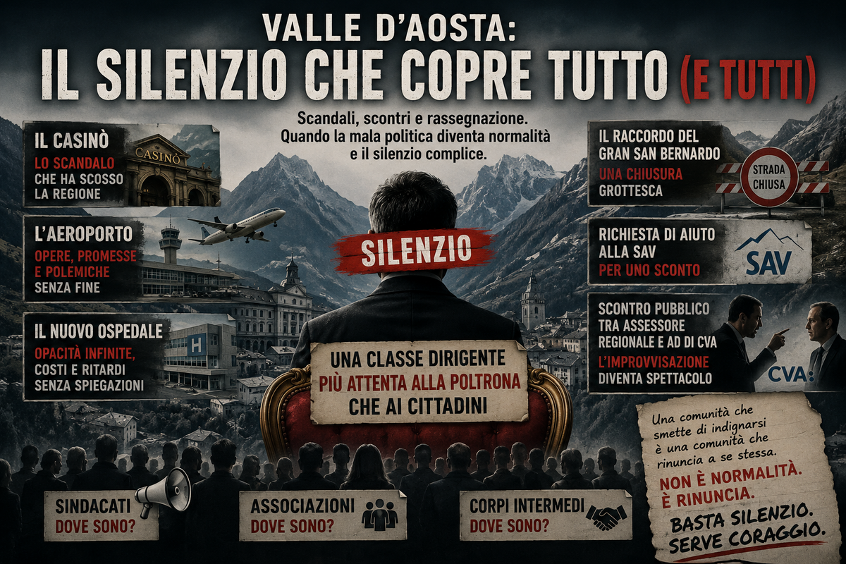 L'OPINION GIUNTE AIN REDAZIONE: “Valle d’Aosta, il silenzio che copre tutto (e tutti)”