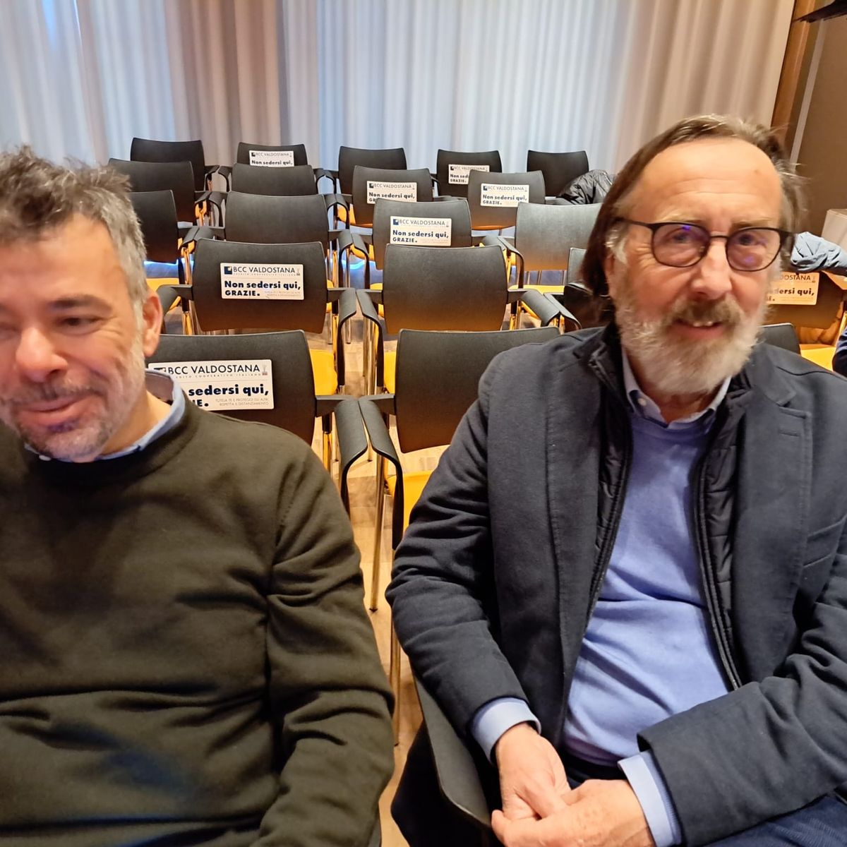 Luigi Fosson, a sn, con Emilio Conte, direttoree generale Adava