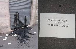 Torino, picconate contro la sede Fratelli d'Italia: olio esausto e volantini minatori - Foto