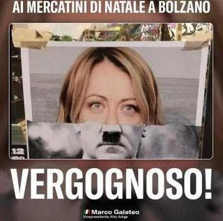 Bolzano, Galateo (FdI): "Fotomontaggio Meloni-Hitler ai mercatini Natale, inaccettabile" Bolzano, Galateo (FdI): "Fotomontaggio Meloni-Hitler ai mercatini Natale, inaccettabile"