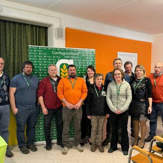 Il nuovo CDA CIA VdA, da sn: Follioley Amedeo, Perrier Daniele, Marquis Ives, Fragno Michel, Challancin Rita, Bosc Piera, Perucchione Renzo, Dondeynaz Veronica, Chabod Venanzio, Danna Morena (Direttore), Marcello Panizzi