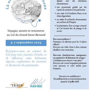 “Là où naissent les horizons”: inscriptions ouvertes pour participer à trois journées d’études au Grand-Saint-Bernard