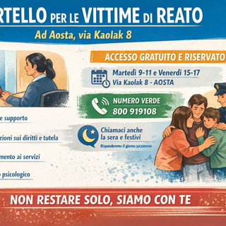 Uno sportello per non restare soli: nasce ad Aosta il servizio per le vittime di reato