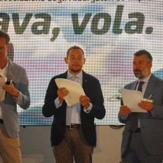 Da sn Camillo Rosset, Filippo Gérard e il direttore Adava Emilio Conte