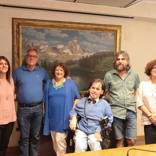 Da sn: Elisa Cicco Sindaca di Valtournenche, Giulio Grosjacques Assessore regionale al turismo, commercio e sport, Luisa Montrosset Direttrice artistica del festival, Alberto Bertin Presidente del Consiglio Valle, Gianluca Rossi responsabile della selezione cinematografica, Alessandra Miletto Direttrice della Film Commission Vallée d'Aoste