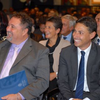 Il sindaco di Saint-Vincent Adalberto Perosino e l'assessore regionale all'Istruzione e Cultura Laurent Vierin