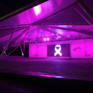 Il Jardin de l'Ange illuminato per la campagna sociale 'Nastro Rosa'