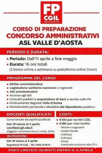 Concorso USL per 39 assistenti: al via il corso di preparazione della FP CGIL