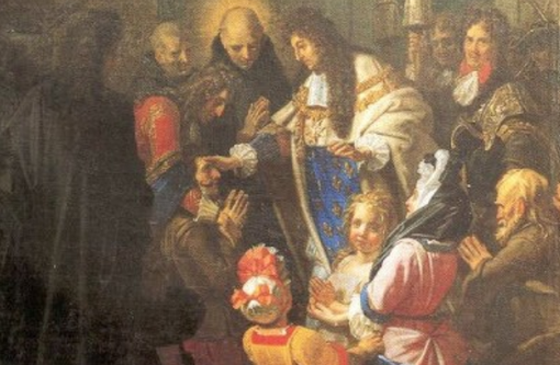 Luigi XIV guarisce gli scrofolosi (fonte Wikimedia.net)