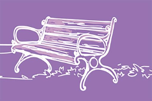 Una panchina viola, simbolo della fibromialgia