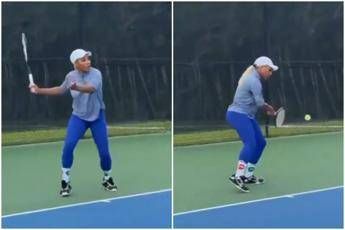 Serena Williams di nuovo in campo, che colpi in allenamento Serena Williams di nuovo in campo, che colpi in allenamento