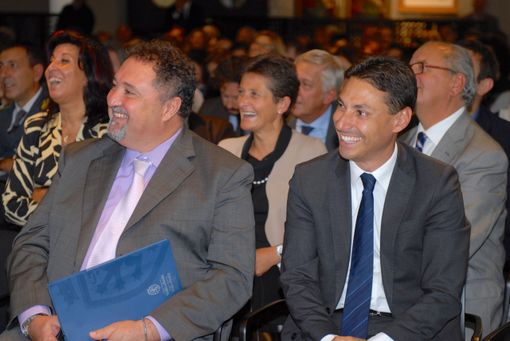 Il sindaco di Saint-Vincent Adalberto Perosino e l'assessore regionale all'Istruzione e Cultura Laurent Vierin