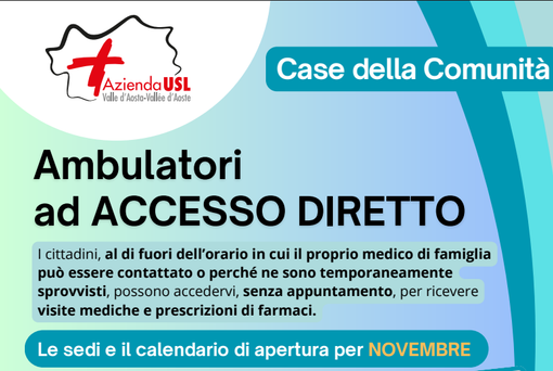 Case della comunità: calendario di novembre 2025 per gli ambulatori ad accesso diretto