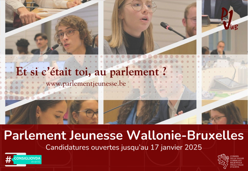 Parlement Jeunesse 2025 Wallonie-Bruxelles: avis de concours à l'intention des jeunes valdôtains Parlement Jeunesse 2025 Wallonie-Bruxelles: avis de concours à l'intention des jeunes valdôtains