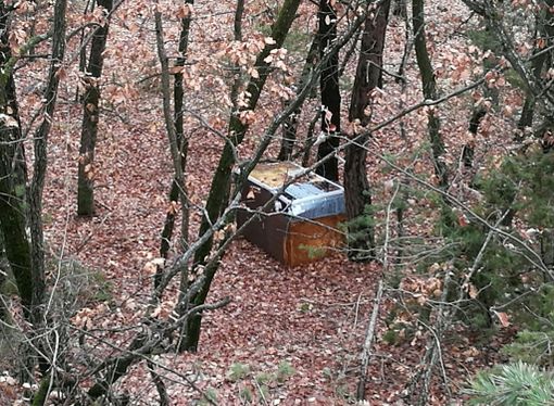 Rottami e rifiuti sparsi nel bosco (cliccare sull'immagine per avviare la gallery)