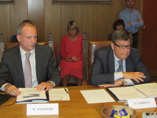 Alderighi e Cassella in un momento della conferenza stampa