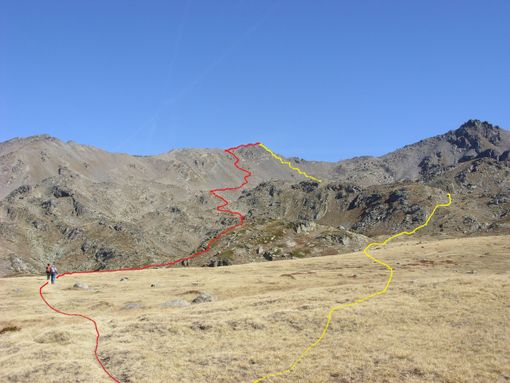 La Gran Tempesta: via rossa di salita e via gialla di discesa