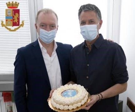 Il questore di Aosta, Ivo Morelli insieme a Vincenzo Scagliotti