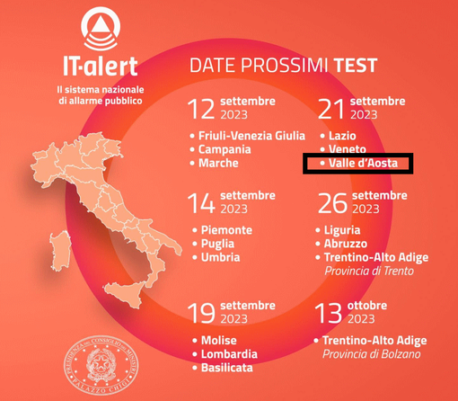 Il 21 settembre sperimentazione in Valle del sistema di allarme Il 21 settembre sperimentazione in Valle del sistema di allarme