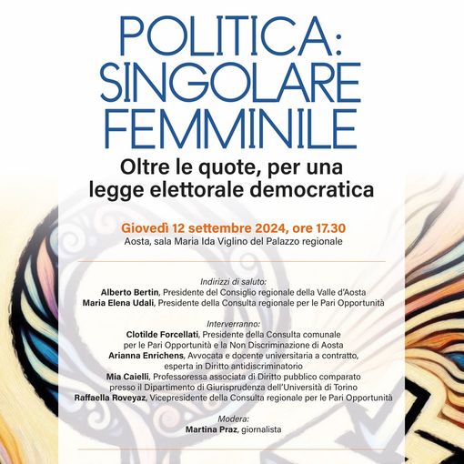 &quot;Politica: singolare femminile&quot;: conferenza della Consulta regionale per le pari opportunità