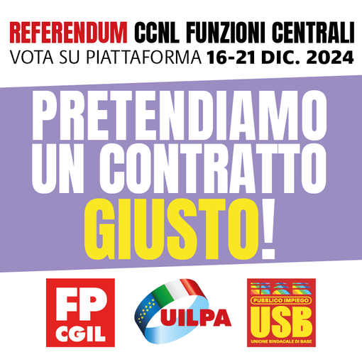 Referendum Fp Cgil, Uil Pa e Usb PI, sul rinnovo del contratto collettivo nazionale degli statali