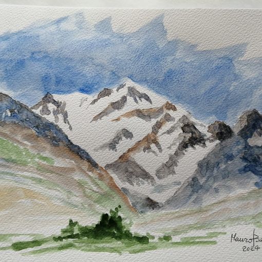 Il Monte Rosa da Macugnaga (Acquerello di Mauro Bellini)