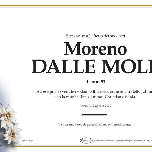 La Thuile piange Moreno Dalle Mole