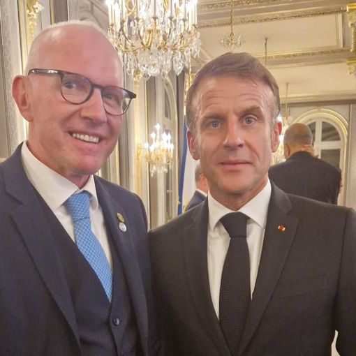 Il Presidente della Regione, Renzo Testolin, al ricevimento di ieri sera, all'Eliseo, su invito del Presidente della Repubblica francese Emmanuel Macron