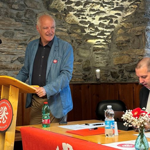 Davide Bionaz durante i lavori congressuali