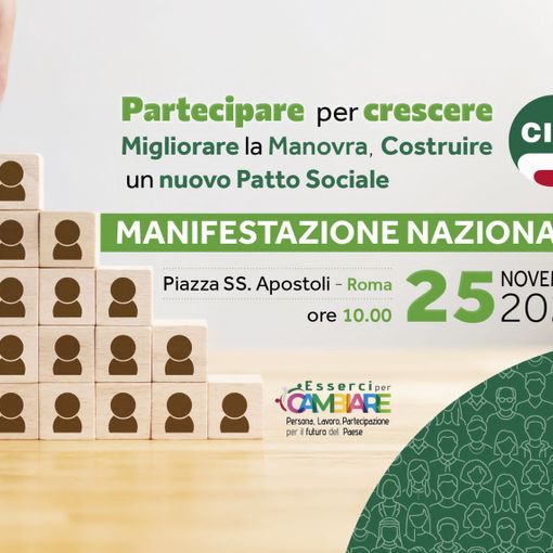 Cisl: sabato 25 novembre manifestazione nazionale a Roma