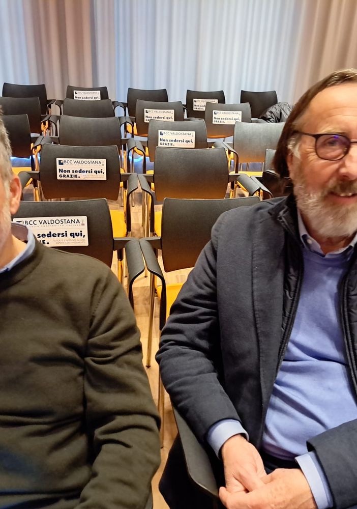 Luigi Fosson, a sn, con Emilio Conte, direttoree generale Adava