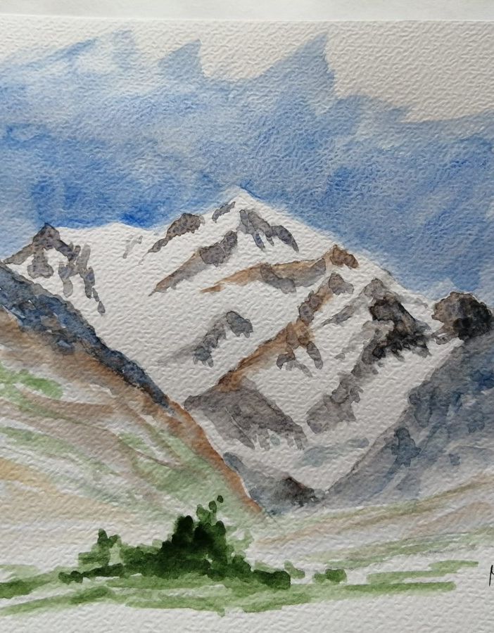 Il Monte Rosa da Macugnaga (Acquerello di Mauro Bellini)