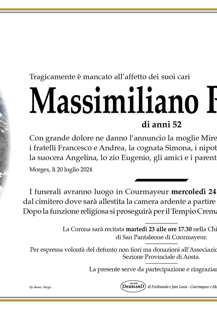Costernazione a Morgex e nella Valdigne per la tragica scomparsa di Massimiliano Polin