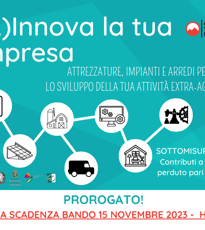 Prorogato il bando “(R)Innova la tua impresa” per lo sviluppo di attività extra-agricole