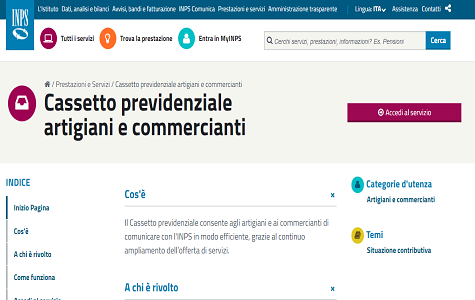 Cassetto previdenziale artigiani e commercianti