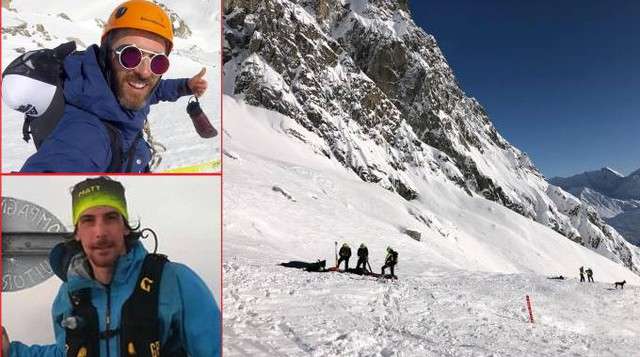 Sopra Luca Martini, sotto Edoardo Cammarella a lato i soccoritori