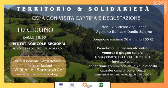 “Territorio e solidarietà”, una cena di beneficenza a sostegno dei pazienti oncologici “Territorio e solidarietà”, una cena di beneficenza a sostegno dei pazienti oncologici