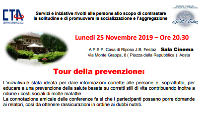 Prosegue il Tour della prevenzione del Jb Festaz e Cta Prosegue il Tour della prevenzione del Jb Festaz e Cta