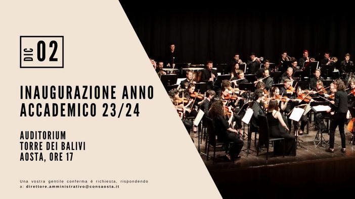 Sabato 2 dicembre inaugurazione dell’anno accademico  del Conservatoire de la Vallée d’Aoste
