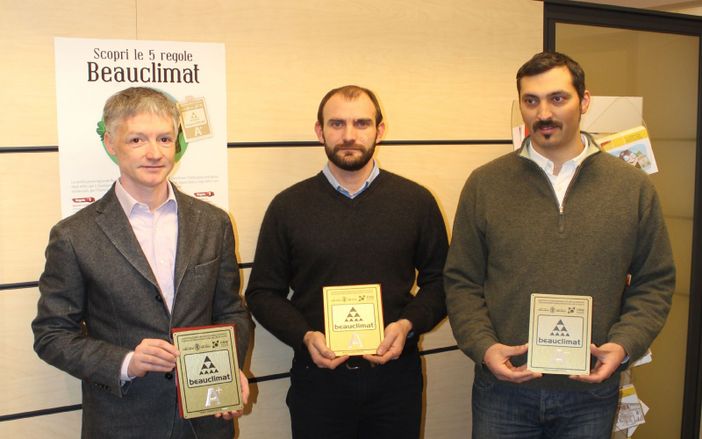 RISPARMIO ENERGETICO: Consegnate le prime tre targhe energetiche Beauclimat in classe A+