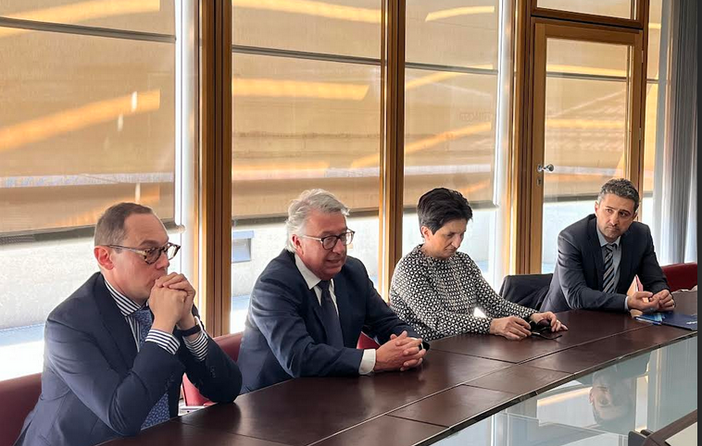 da sx, il vicepresidente vicario Filippo Gérard, il presidente Pietro Carboni, la direttrice generale Silvia Puliti e il responsabile dell’Area Territoriale Valle d’Aosta Giorgio Mafrica