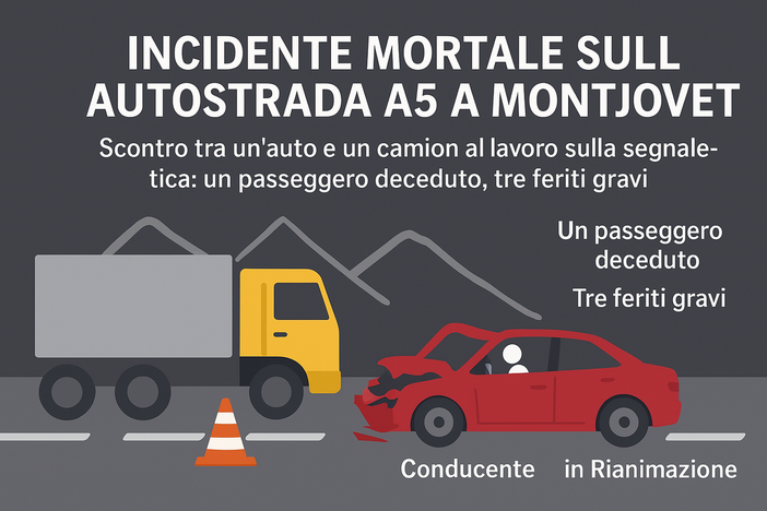 Incidente mortale sull’autostrada A5 a Montjovet Incidente mortale sull’autostrada A5 a Montjovet