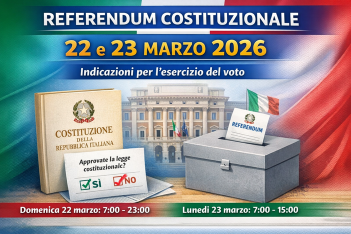 Referendum costituzionale del 22 e 23 marzo 2026: come, quando e dove votare