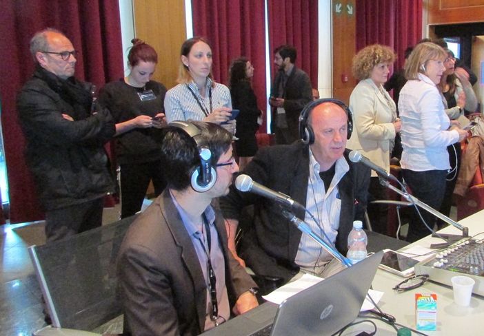 Elso Gerandin, primo eletto per Mouv', commenta i risultati in sala stampa