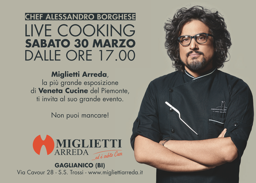 Lo chef Alessandro Borghese ospite da Veneta Cucine per un live cooking VIDEO