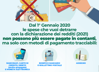 Dal 1° Gennaio 2020 importanti novità per le spese per le quali chiederai la detrazione. Ogni pagamento dovrà essere tracciabile. Caf Cisl, sempre al tuo fianco