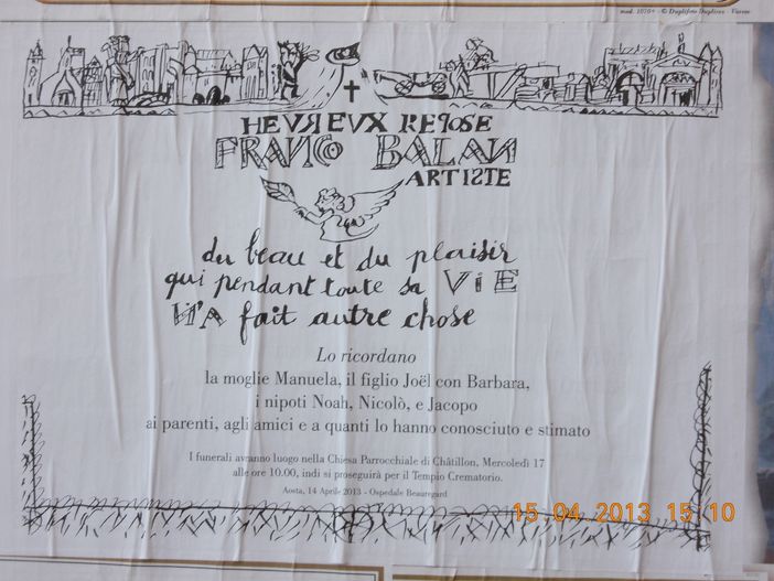 L'originale necrologio di Franco Balan