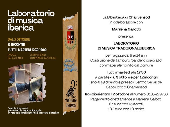 Charvensod: Alla scoperta della Musica Iberica: Il Laboratorio del Tamburo "Pandero Cuadrato"