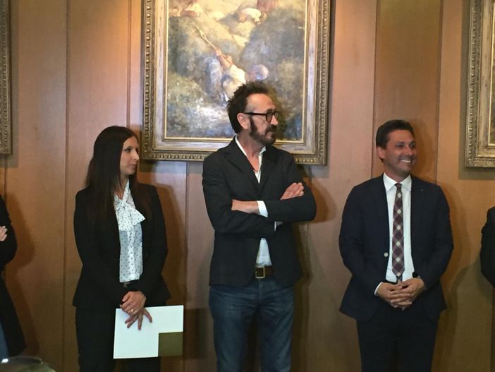 Da sn Emily Rini, Marco Giallini e Laurent Vierin Da sn Emily Rini, Marco Giallini e Laurent Vierin